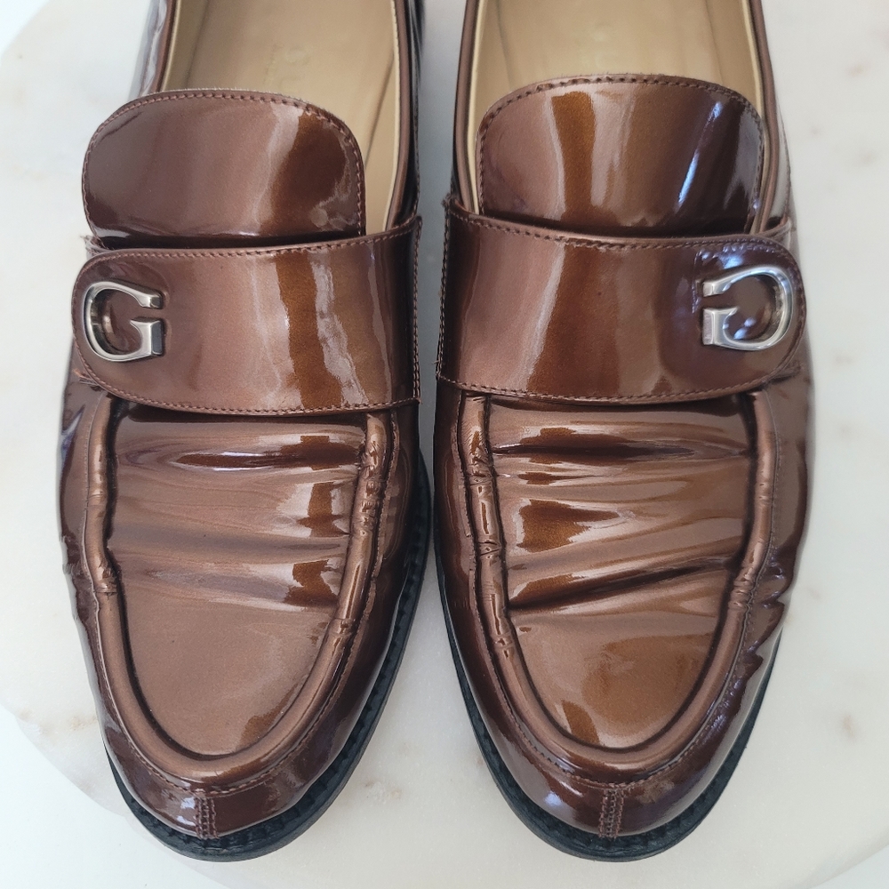 Vintage Gucci Classic "G" Womens Loafers Cooper Bronze Patent Leather Italy 8 B - Picture 3 of 16